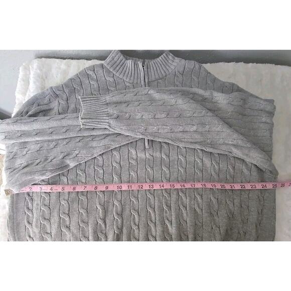 Izod Gray Cable Knit 1/4 Zip Pullover Cotton Sweater XXL Grandpa Core Preppy - Picture 5 of 7